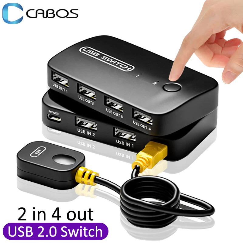 KVM USB 20 Switch Hub - 2 In 4 Out USB Printer Splitter for PC Laptop - ZOOMNSTORE