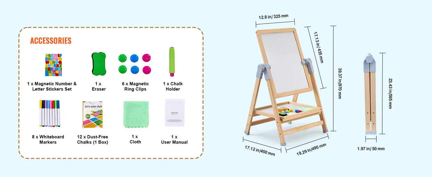 SucceBuy Standing Magnetic Drawing Board WordPad Art Easel with Painting Accessories Children Educational Toys for Kids Boy Girl - ZOOMNSTORE
