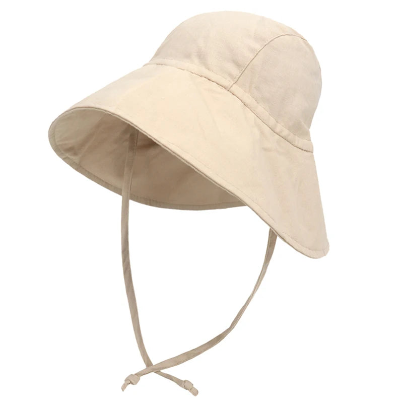 Baby SunHat Summer Boys Girls Bucket Hat Kids Cotton UV Travel Hats Child Big Brim Outdoor Beach Caps Fashion Casual Panama Cap - ZOOMNSTORE