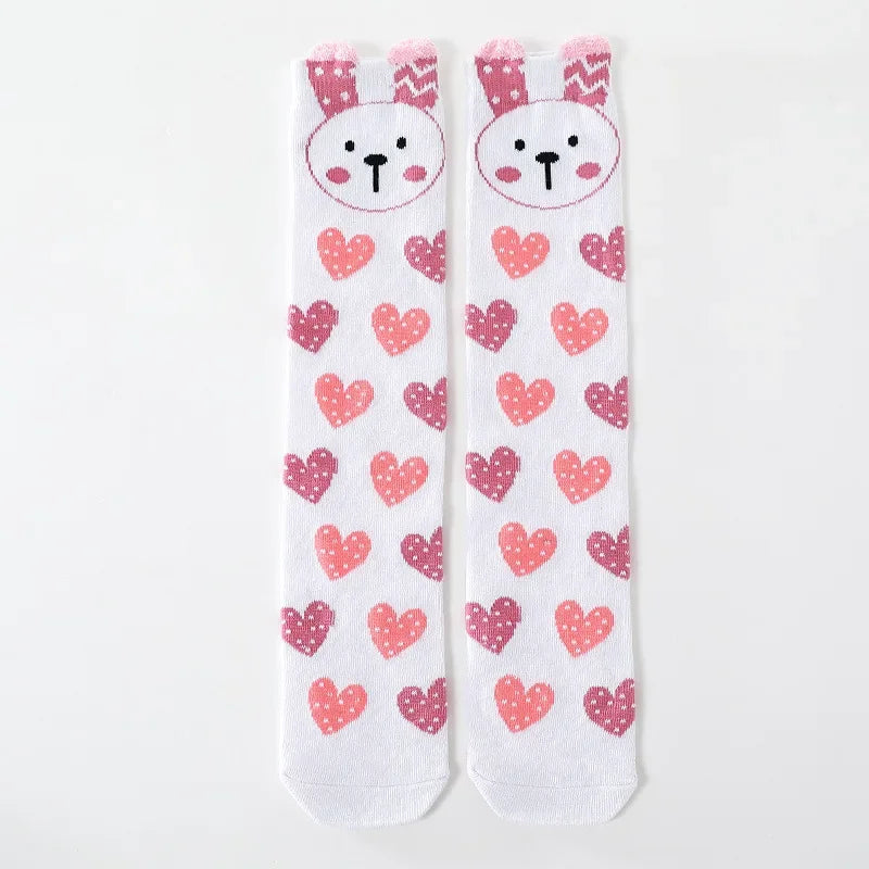 3-12Y Sweet Baby Kids Cotton Warmer Knee High Long Kawaii Socks Cartoon Animal Lovely Princess Girls Children Todder Stockings - ZOOMNSTORE