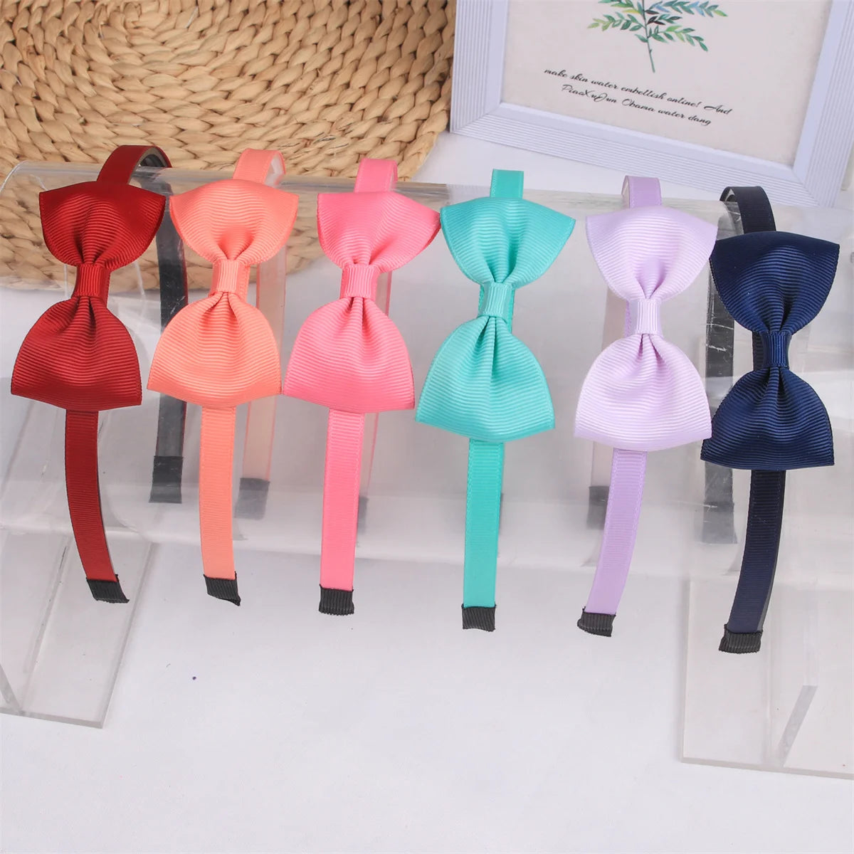 1Pcs Kids Grosgrain Ribbon Hair Bows Headbands Girls Plastic Hairbands 3inch Bows Headband Children Fashion Hair Aceessories - ZOOMNSTORE