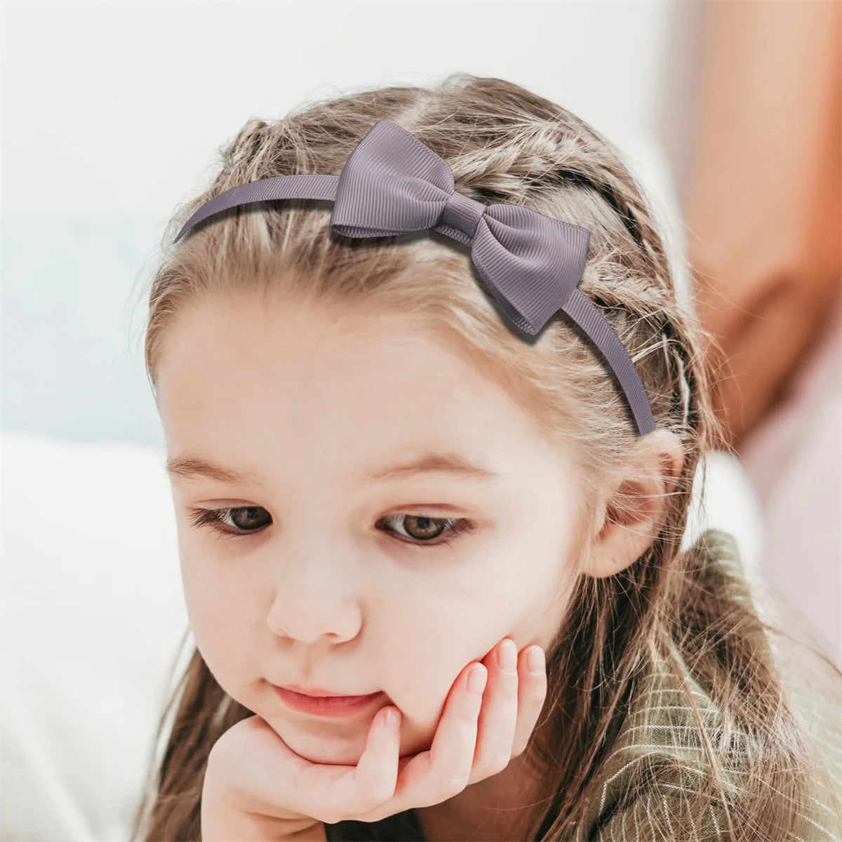 1Pcs Kids Grosgrain Ribbon Hair Bows Headbands Girls Plastic Hairbands 3inch Bows Headband Children Fashion Hair Aceessories - ZOOMNSTORE