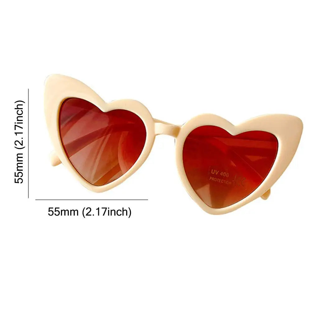 Kids Heart-Shaped Sunglasses - Vintage Cartoon Eyewear for Boys Girls 3-9 Years - ZOOMNSTORE