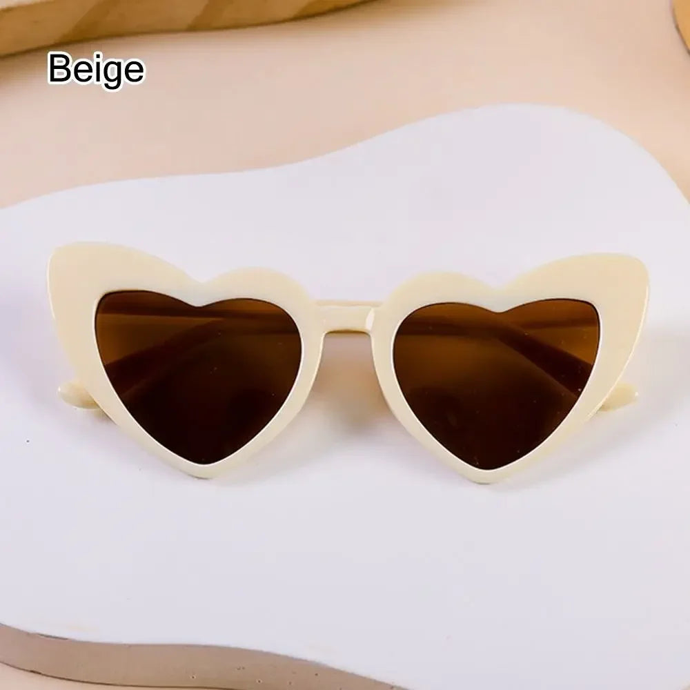 Kids Heart-Shaped Sunglasses - Vintage Cartoon Eyewear for Boys Girls 3-9 Years - ZOOMNSTORE