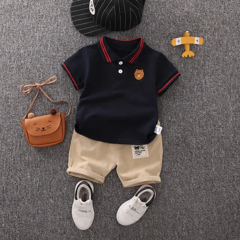 Kids Summer Cotton Outfit - Boys T-Shirt Shorts Set - ZOOMNSTORE