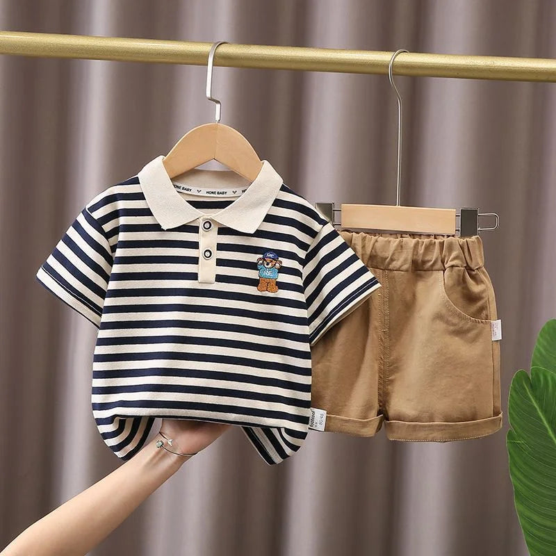 Kids Summer Cotton Outfit - Boys T-Shirt Shorts Set - ZOOMNSTORE