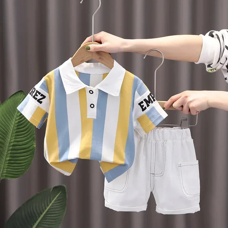 Kids Summer Cotton Outfit - Boys T-Shirt Shorts Set - ZOOMNSTORE