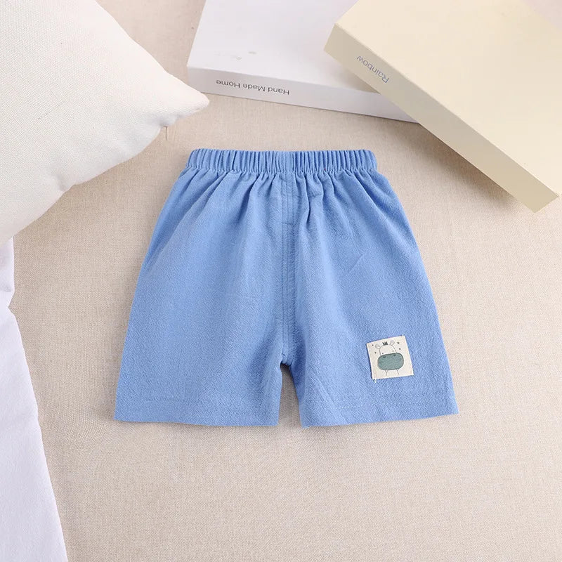 Kids Summer Cartoon Shorts - Boys Girls Cotton Linen Casual Pants 1-5 Years - ZOOMNSTORE