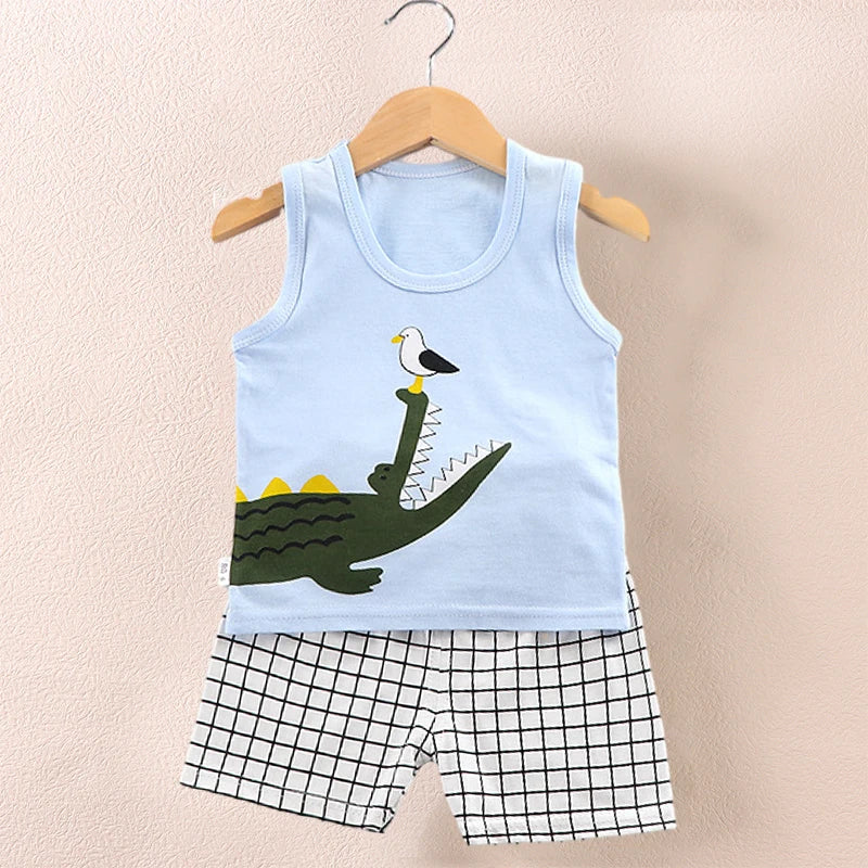 Kids Summer Vest Shorts Set - Cute Breathable Sleeveless Top for Children - ZOOMNSTORE