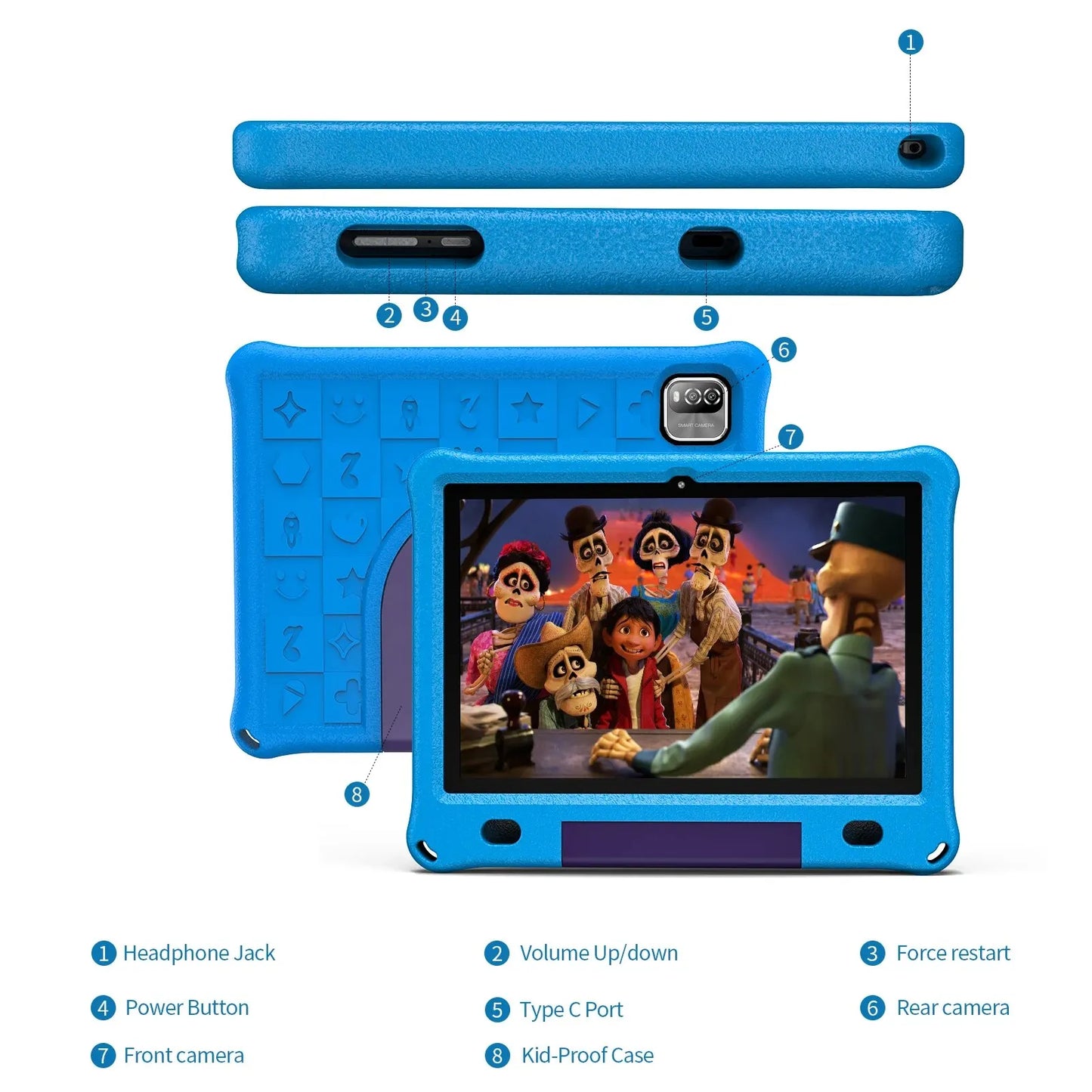Kids Tablet - Pritom 101 Android 12 Quad Core 3GB RAM 64GB ROM WiFi 6 EVA Case - ZOOMNSTORE