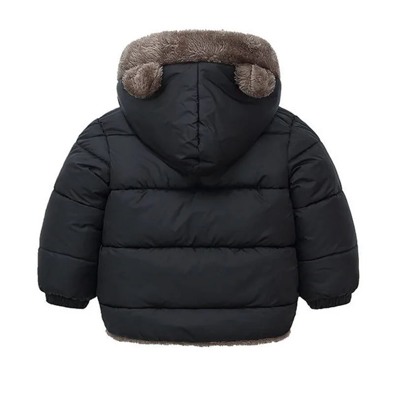 Kids Thick Padded Hooded Winter Jacket - Warm Fleece Snowsuit Outerwear - ZOOMNSTORE