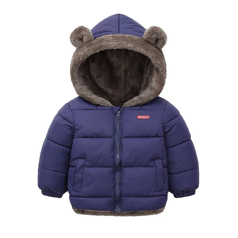 Kids Thick Padded Hooded Winter Jacket - Warm Fleece Snowsuit Outerwear - ZOOMNSTORE