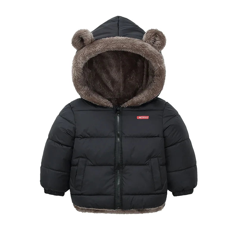Kids Thick Padded Hooded Winter Jacket - Warm Fleece Snowsuit Outerwear - ZOOMNSTORE