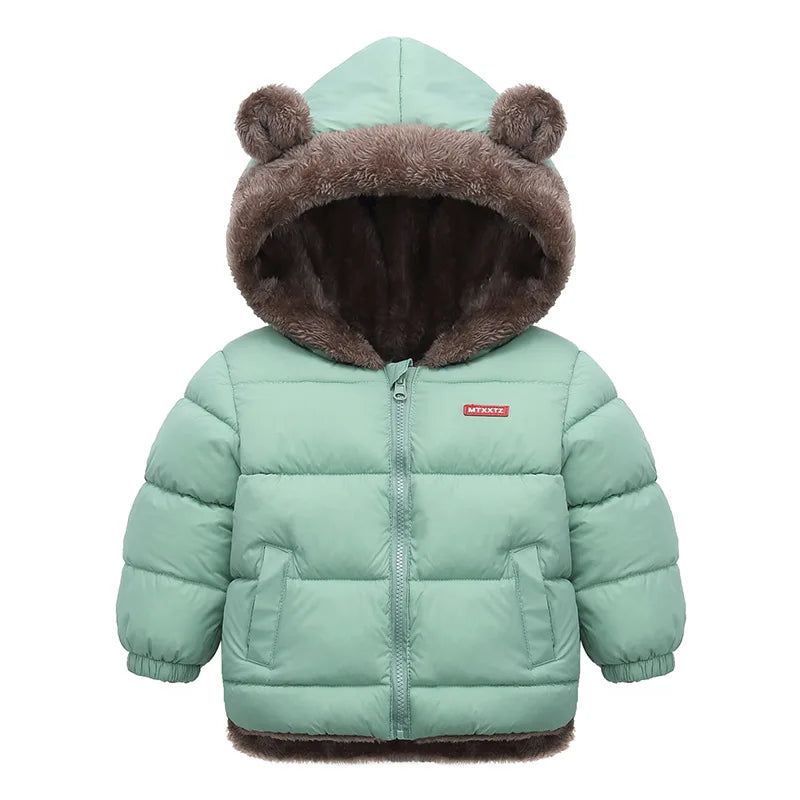 Kids Thick Padded Hooded Winter Jacket - Warm Fleece Snowsuit Outerwear - ZOOMNSTORE