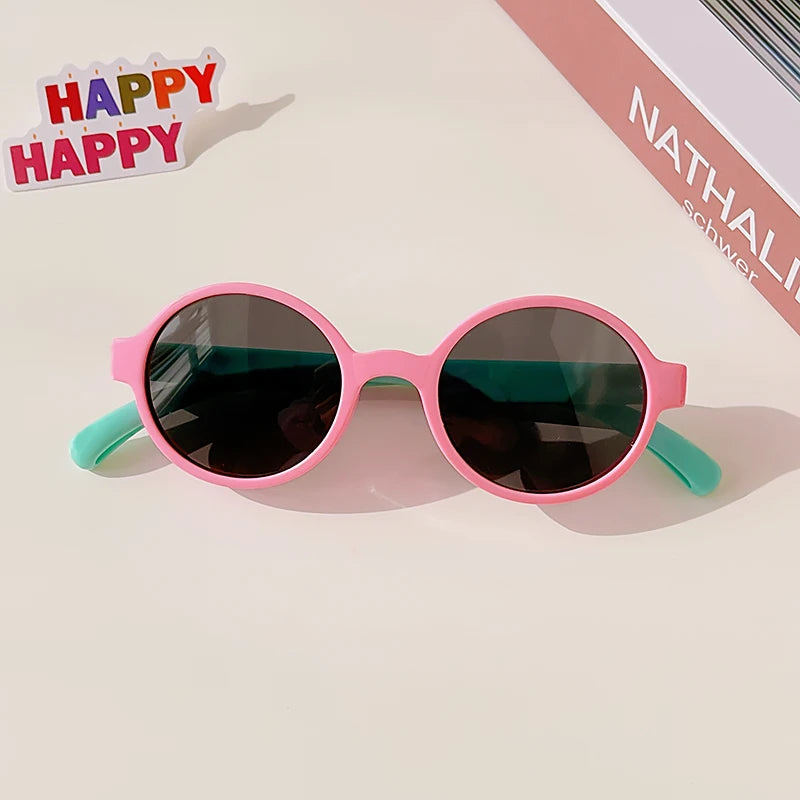 Kids UV400 Checker Panel Round Sunglasses - Cute Outdoor Sun Protection Glasses - ZOOMNSTORE