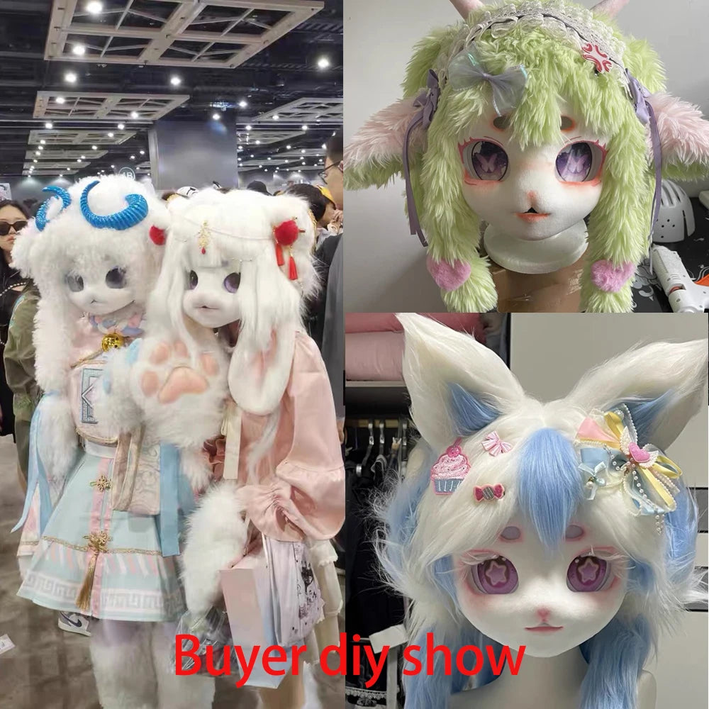 Kigurumi Skull Mask - Cosplay Cat Head Fursuit Prop - ZOOMNSTORE