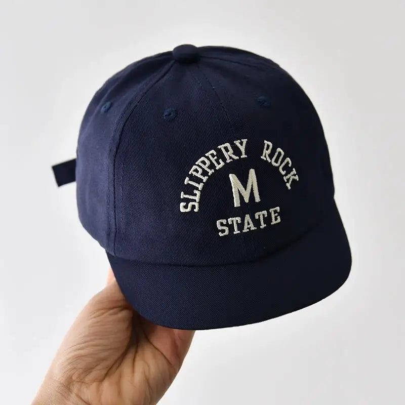 Korean Letter Embroidered Baby Cap Summer Toddler Boys Girls Cotton Baseball Caps Solid Color Kids Adjustable Peaked Hat - ZOOMNSTORE