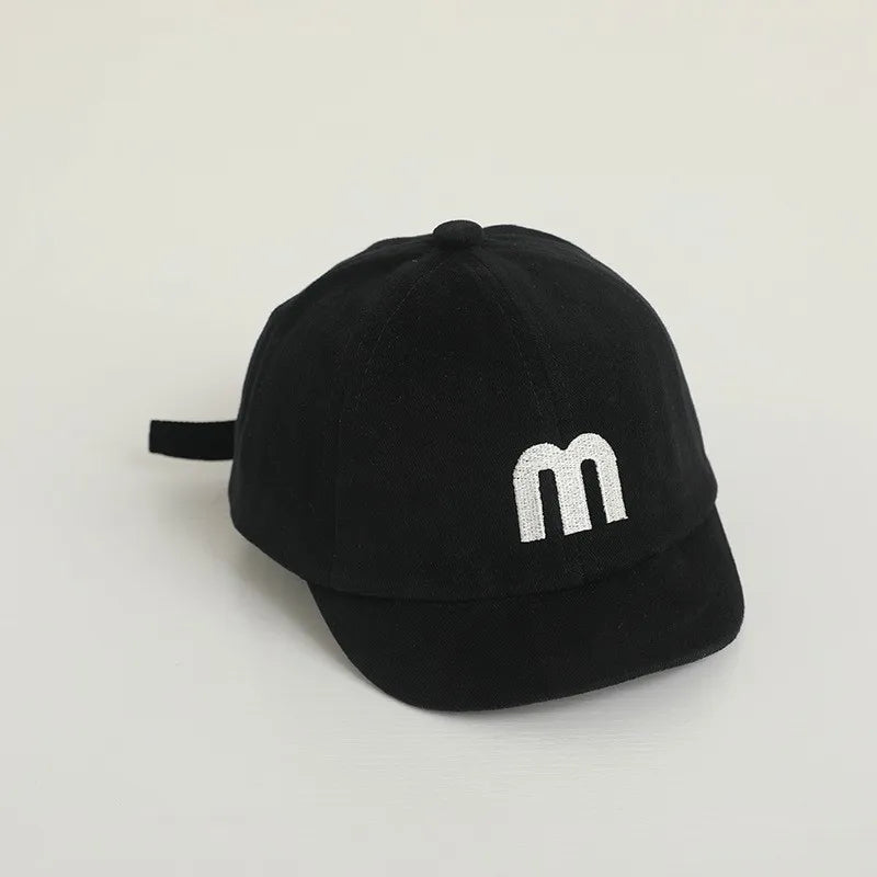 Korean Letter Embroidered Baby Cap Summer Toddler Boys Girls Cotton Baseball Caps Solid Color Kids Adjustable Peaked Hat - ZOOMNSTORE