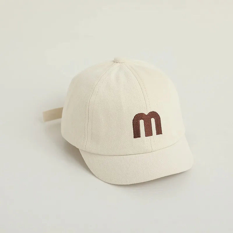 Korean Letter Embroidered Baby Cap Summer Toddler Boys Girls Cotton Baseball Caps Solid Color Kids Adjustable Peaked Hat - ZOOMNSTORE