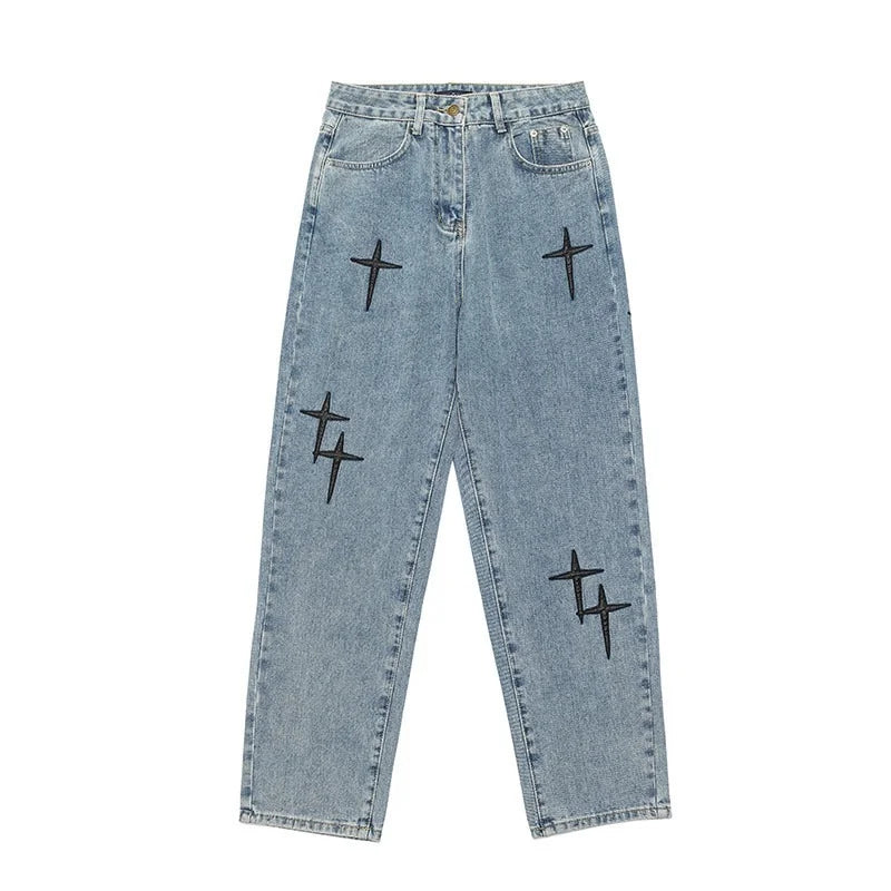 Korean Fashion Baggy Wide Leg Jeans - Mens Casual Loose Denim Pants - ZOOMNSTORE