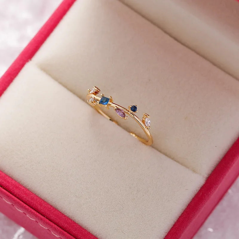 Korean Delicate Flowers Rings for Women Girls Temperament Micro-inlaid Crystal Zircon Finger Rings Party Jewelry Accessories - ZOOMNSTORE