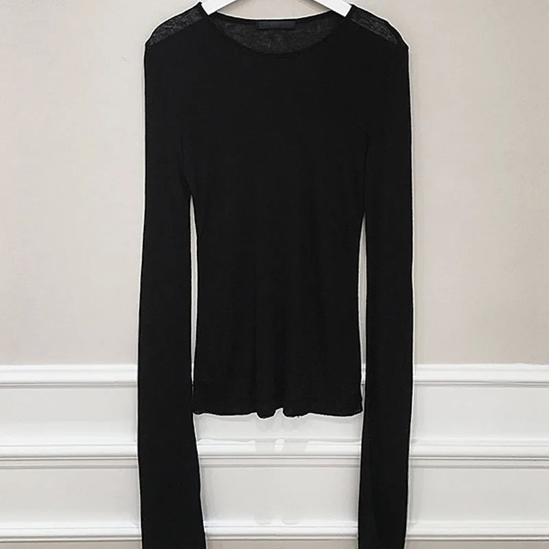 Korean Style Long Sleeve T-Shirt - Slim Fit Womens Top - ZOOMNSTORE