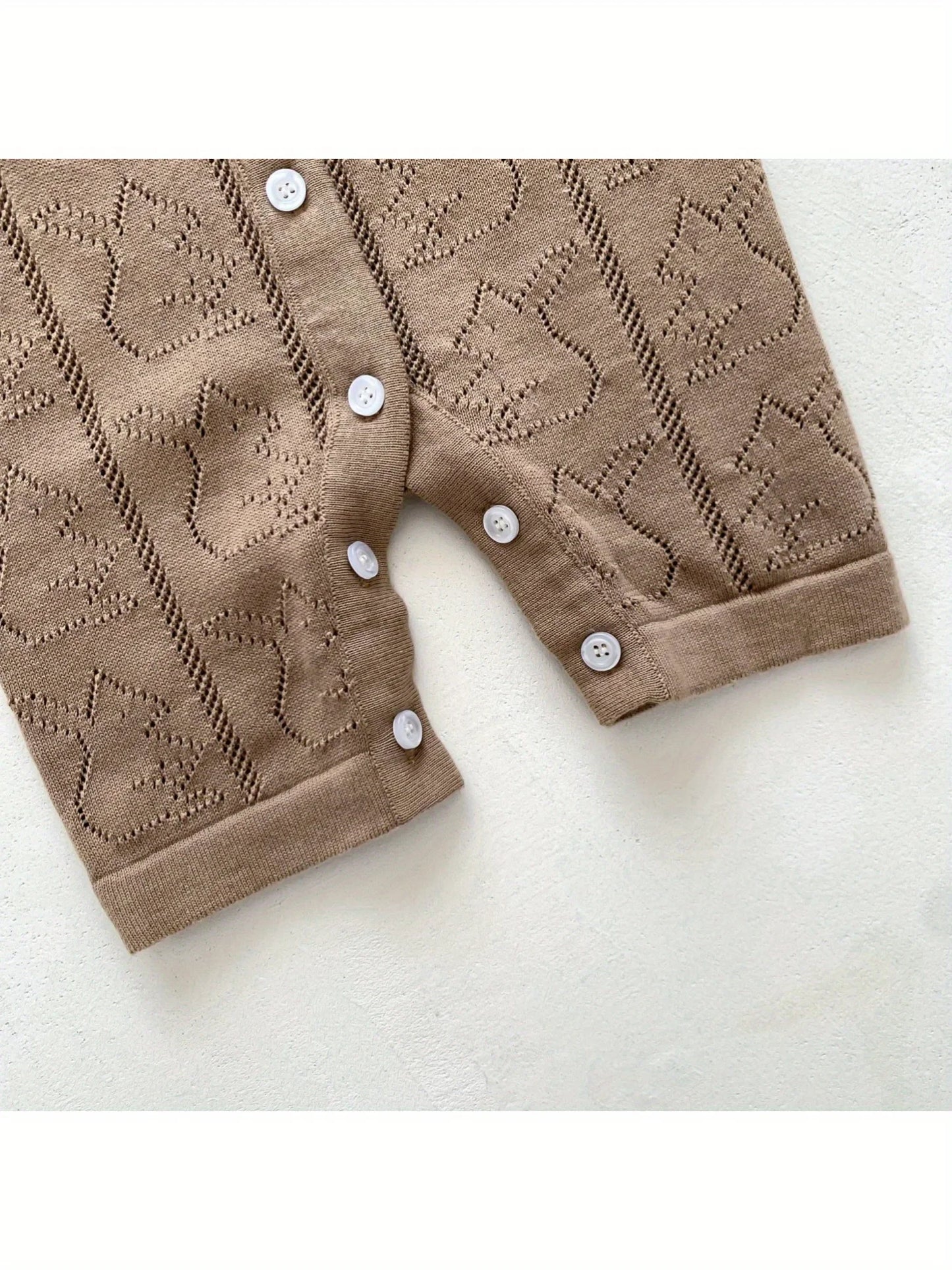 Korean Style Spring and Autumn Clothes Baby Knitted Jumpsuit Super Cute Little Hedgehog 100-Day Knitted Crawling Suit for Going Out - ZOOMNSTORE
