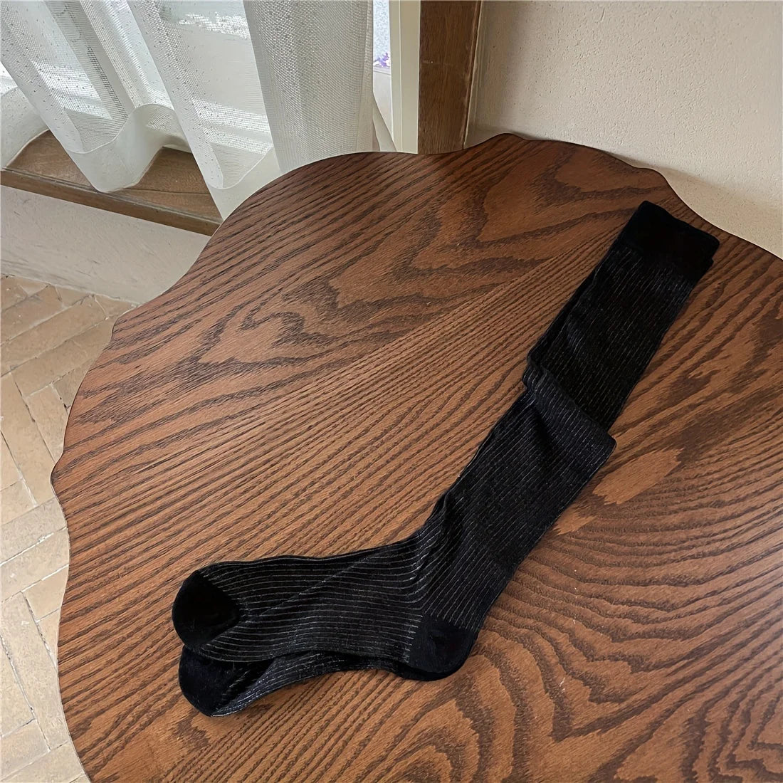 Korean Vertical Striped Long Tube Socks - Versatile SpringSummer Stacked Socks - ZOOMNSTORE