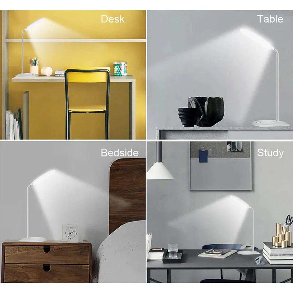 LED Desk Lamp - USB Charging Touch Control 3 Brightness Levels Foldable Night Light - ZOOMNSTORE