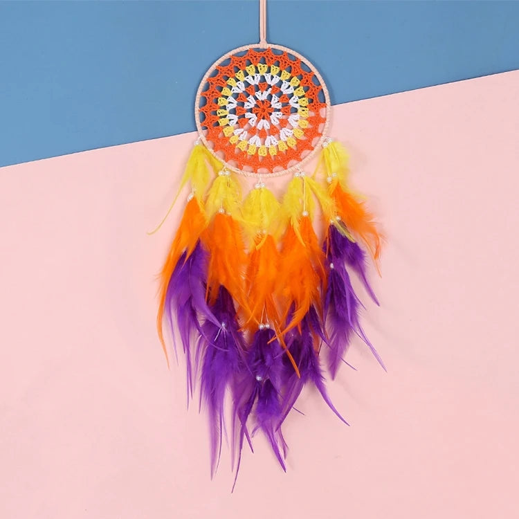 LED Wall Dreamcatcher - Handmade Feather Wind Chimes Art Decoration - ZOOMNSTORE