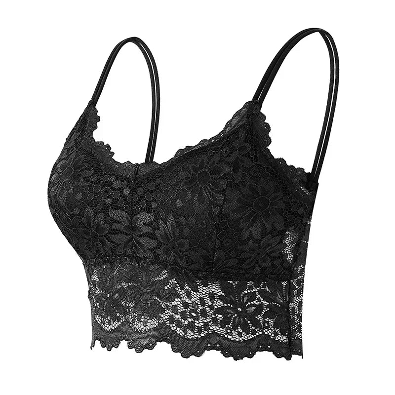 Sexy Lace Bras Top Comfortable Bralette Solid Color Women Underwear Female Hollow Out Wireless Breathable Lingerie Seamless Bra - ZOOMNSTORE