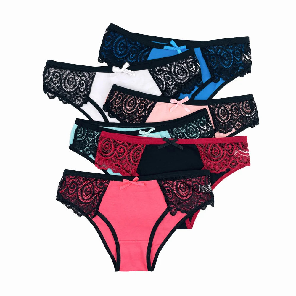 Lace Cotton Briefs Set - Seamless Womens Panties 5 PCS - ZOOMNSTORE