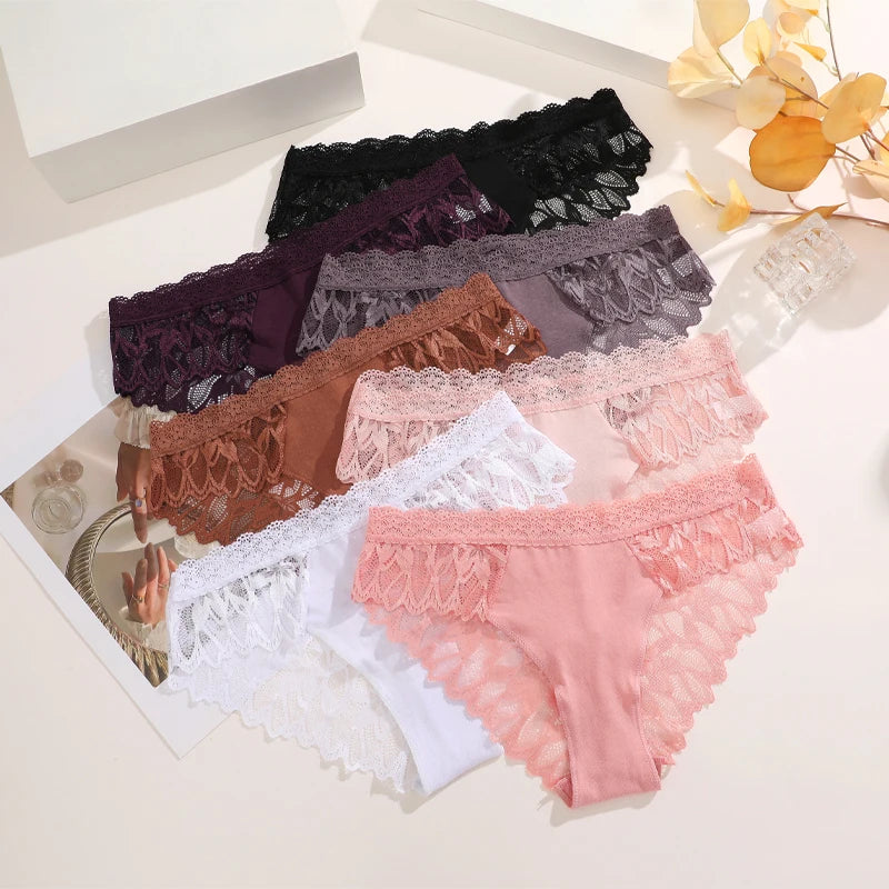 Lace Hollow Out Womens Underwear - Sexy Low-Waist Floral Briefs Breathable Lingerie - ZOOMNSTORE