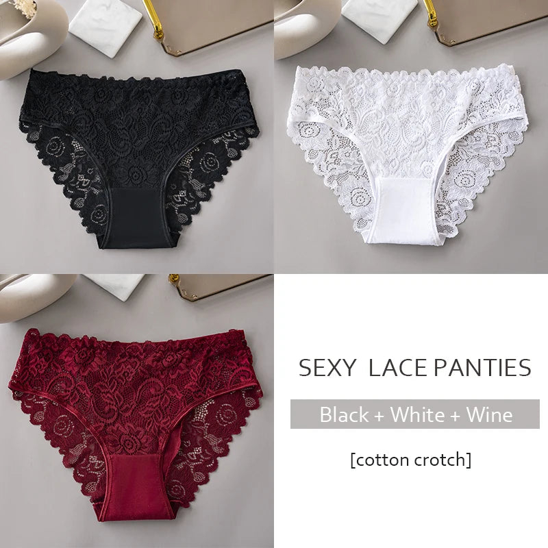 Luxury Floral Lace Panties Set - Sexy Hollow Briefs for Women - ZOOMNSTORE
