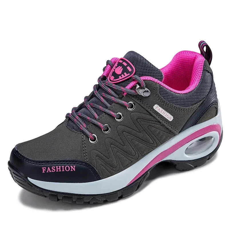 Ladies Platform Sneakers – Breathable Waterproof Casual Shoes With Lace-Up - ZOOMNSTORE