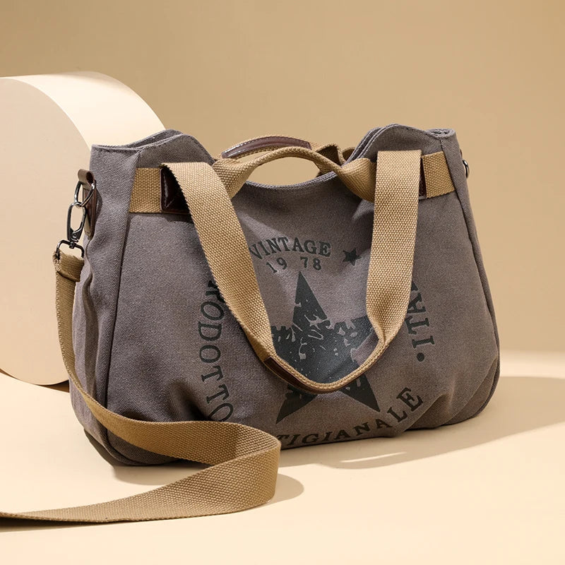 Large Capacity Shoulder Bag – Women's Casual Canvas Crossbody Purse With Zipper Closure - ZOOMNSTORE