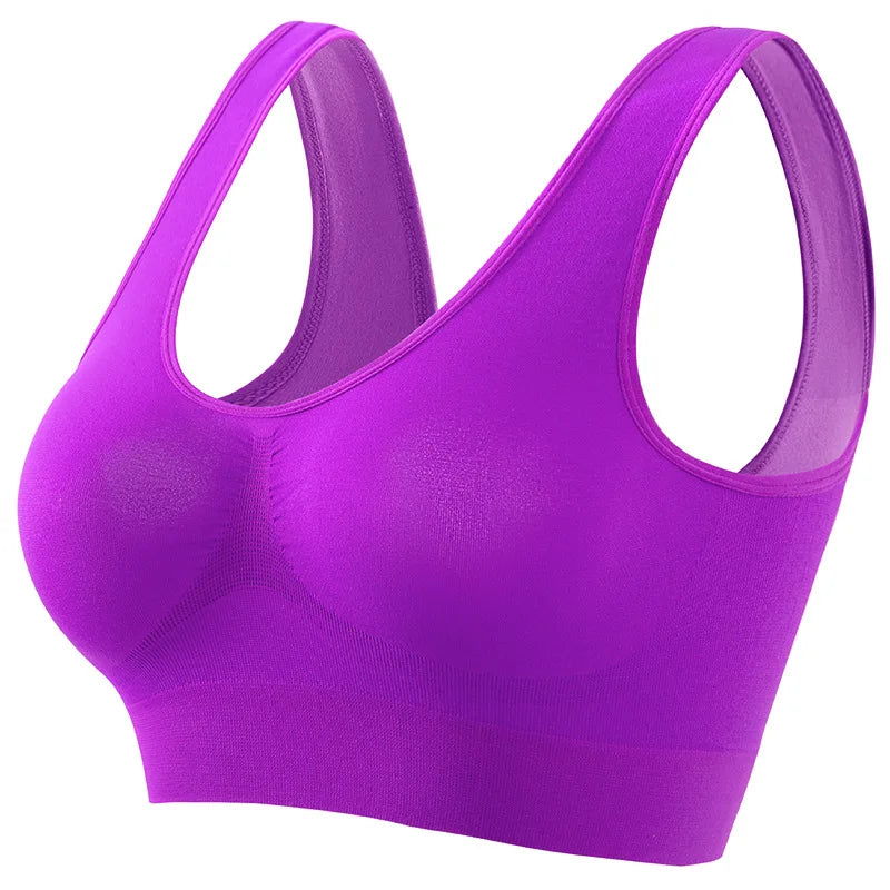 Large Size Seamless Sports Bra - Womens No Steel Ring Yoga Vest with Removable Pads - ZOOMNSTORE
