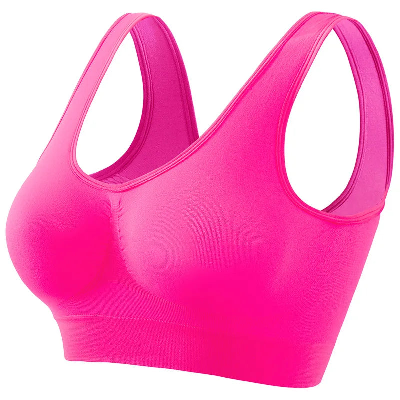 Large Size Seamless Sports Bra - Womens No Steel Ring Yoga Vest with Removable Pads - ZOOMNSTORE