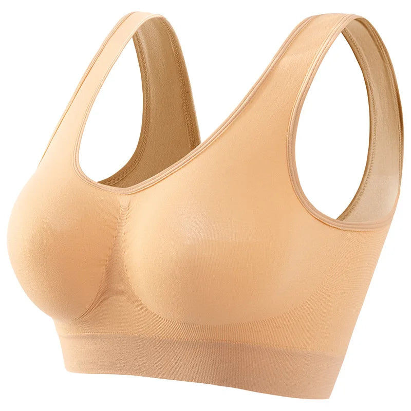 Large Size Seamless Sports Bra - Womens No Steel Ring Yoga Vest with Removable Pads - ZOOMNSTORE