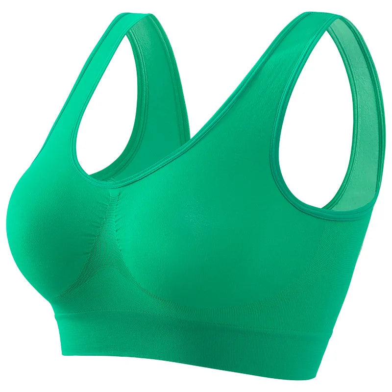 Large Size Seamless Sports Bra - Womens No Steel Ring Yoga Vest with Removable Pads - ZOOMNSTORE