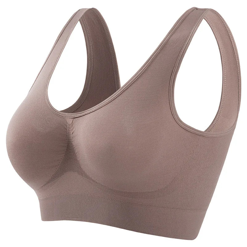 Large Size Seamless Sports Bra - Womens No Steel Ring Yoga Vest with Removable Pads - ZOOMNSTORE