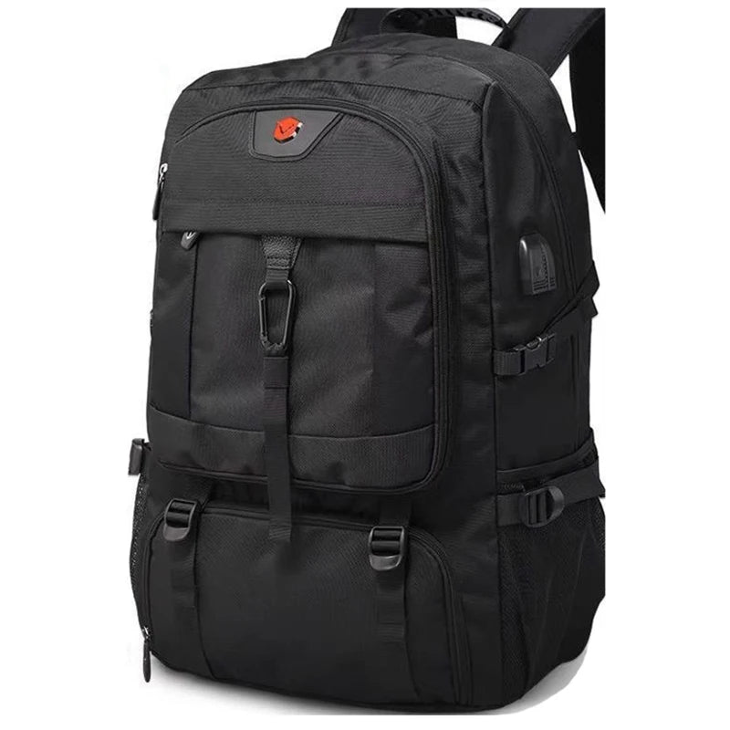 Large Waterproof Travel Backpack with Shoe Compartment - Mens Outdoor Business Bag 50L80L Black Storage Backpack - ZOOMNSTORE