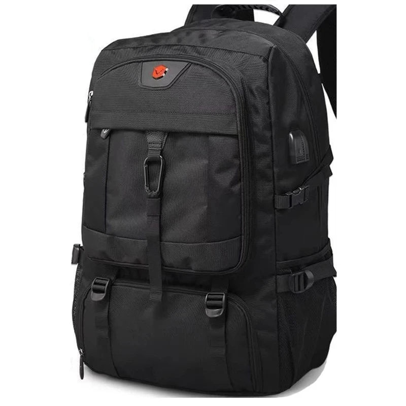 Large Waterproof Travel Backpack with Shoe Compartment - Mens Outdoor Business Bag 50L80L Black Storage Backpack - ZOOMNSTORE
