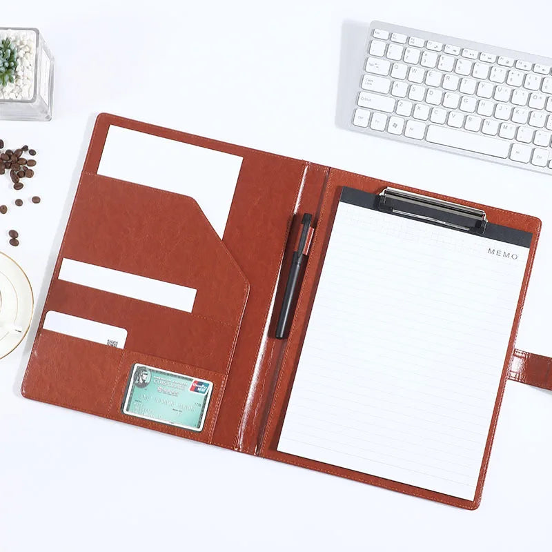 Leather A4 Conference Folder - Multifunctional Business File Organizer - ZOOMNSTORE