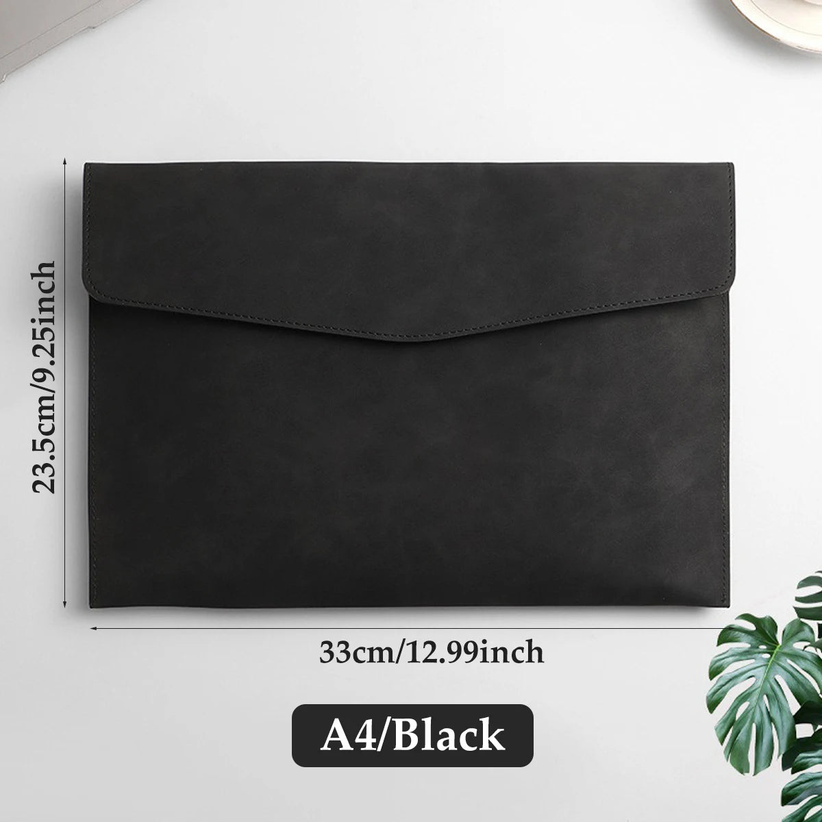 Leather A4 File Bag - Waterproof Large Capacity Office Folder - ZOOMNSTORE