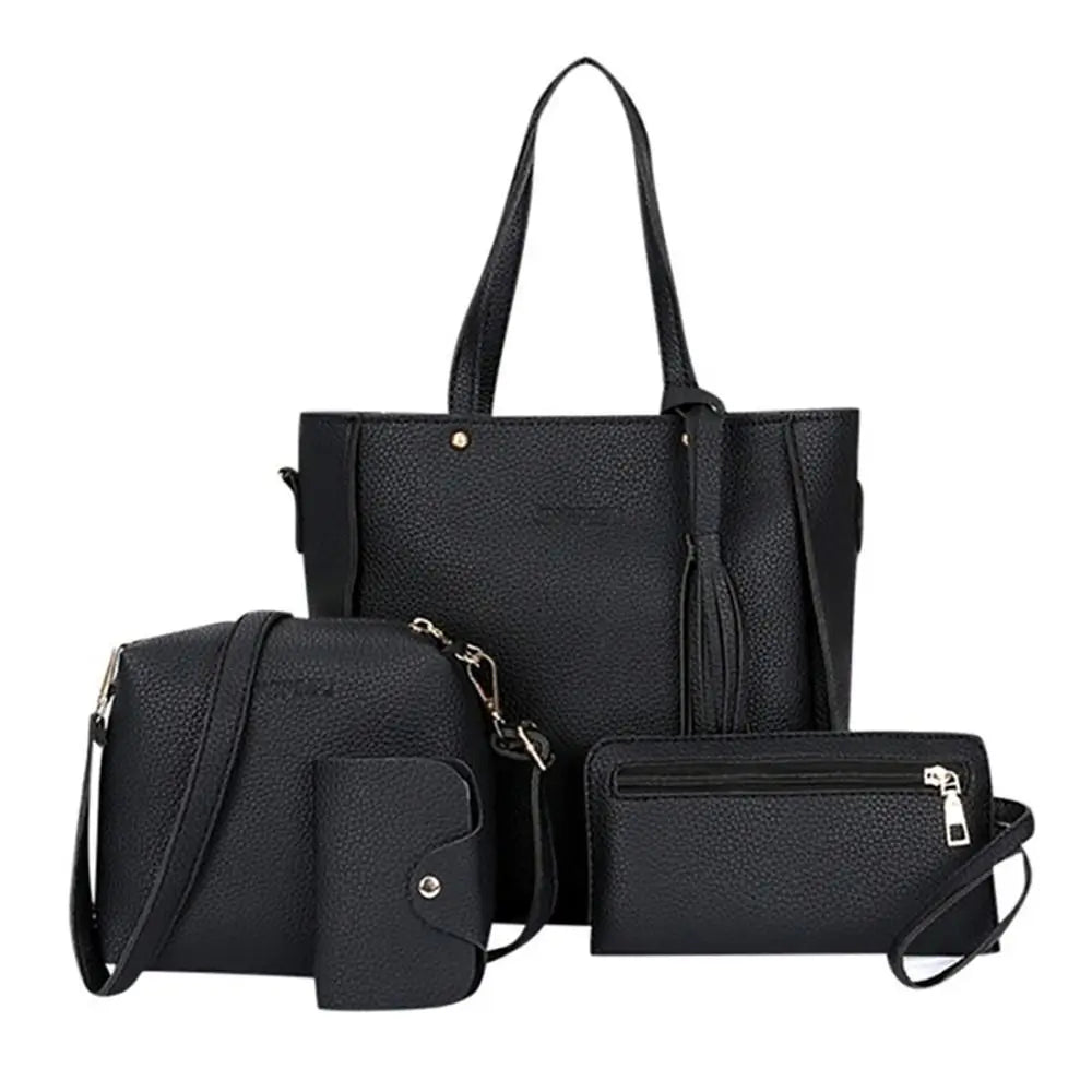 Leather Crossbody Bag - Women Shoulder Bags Set With Tassel Decoration | PU Leather - ZOOMNSTORE