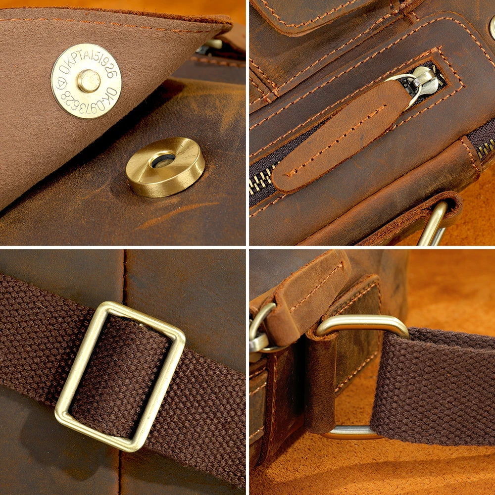 Leather Crossbody Messenger Bag for Men - USB Charging Shoulder Purse - ZOOMNSTORE