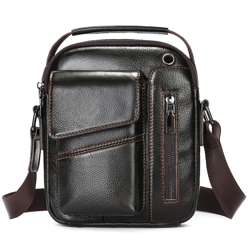 Leather Crossbody Messenger Bag for Men - USB Charging Shoulder Purse - ZOOMNSTORE