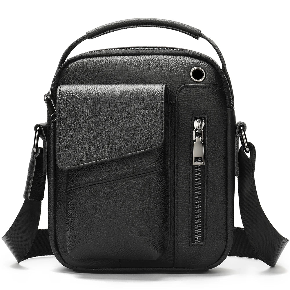 Leather Crossbody Messenger Bag for Men - USB Charging Shoulder Purse - ZOOMNSTORE