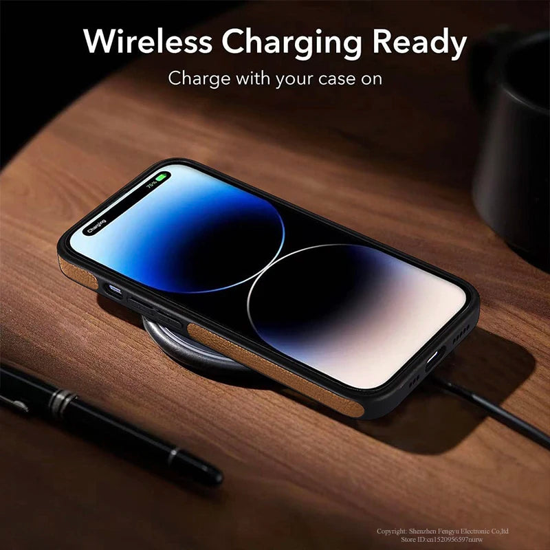 Leather Kickstand Phone Case for iPhone 11-16 - Shockproof Flexible Soft Grip Cover - ZOOMNSTORE